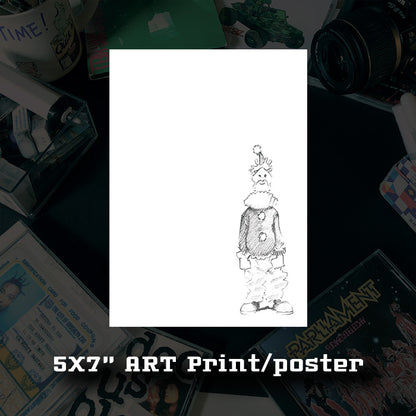 "Sketchy Clown" 5"X7" Print + Other Goodies